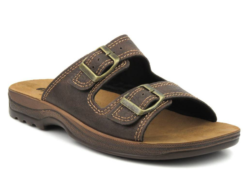 Klapki męskie na dwie klamry - INBLU TG-01, ciemnobrązowe