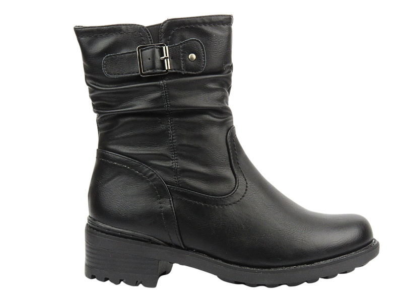 Botki damskie na obcasie- Unisoft 24BT02-7988, czarne