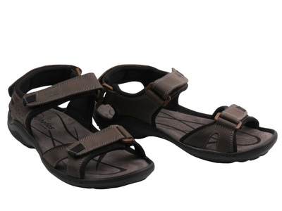 Skórzane sandały męskie polskiego producenta Helios Komfort 854, brązowe