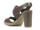 Skórzane sandały damskie na obcasie Clarks 999, szare