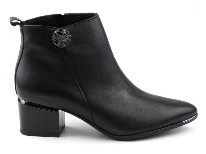 Skórzane botki damskie w stylu retro - Kordel 1966, czarne