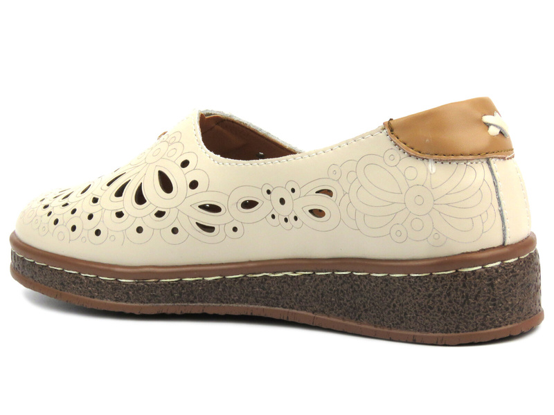 Ażurowe półbuty damskie - Artiker 54C1439, beżowe