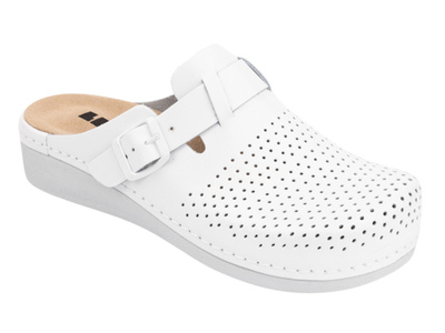 Skórzane klapki damskie białe Leon 5001