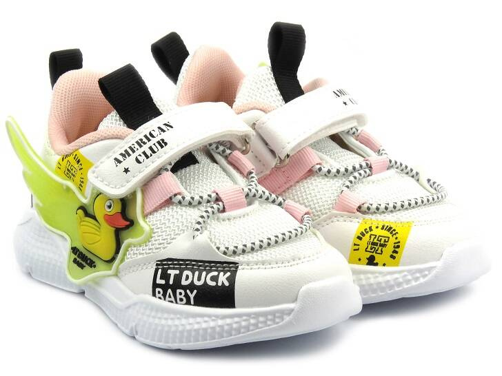 Buty dziecięce sportowe - American Club BD 21/22, biało-różowe