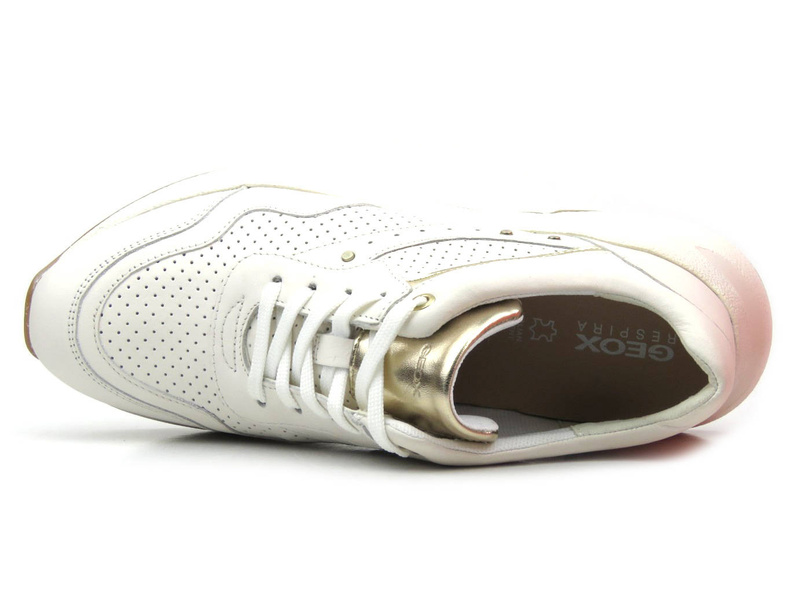 Sneakersy damskie ze skóry naturalnej - GEOX Respira D25FLA, białe