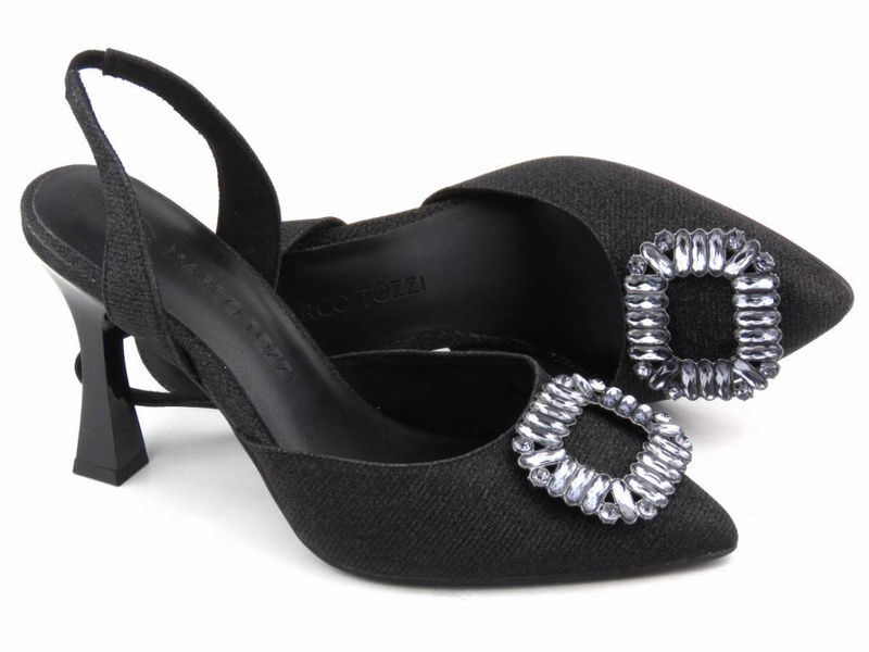 Sandały damskie na obcasie - Marco Tozzi 2-29607-20, czarne