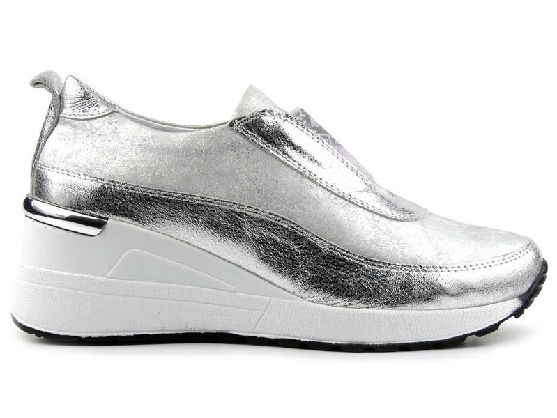 Buty damskie sportowe na koturnie - Venezia 4024, srebrne