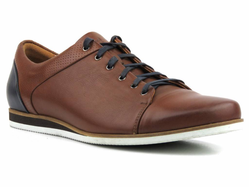 Skórzane półbuty męskie codzienne Conhpol 2166S, brązowe