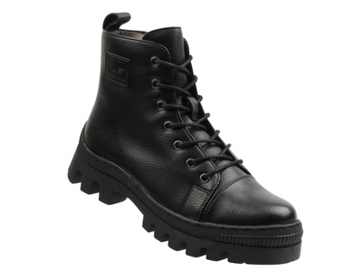 Skórzane botki damskie czarne Cambell 25-19370