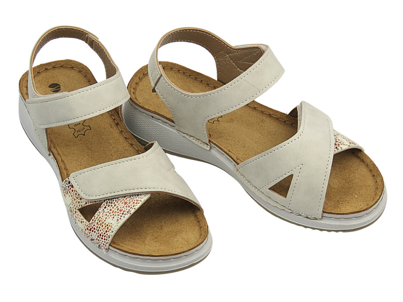 Sandały damskie na rzepy beżowe INBLU SD-02