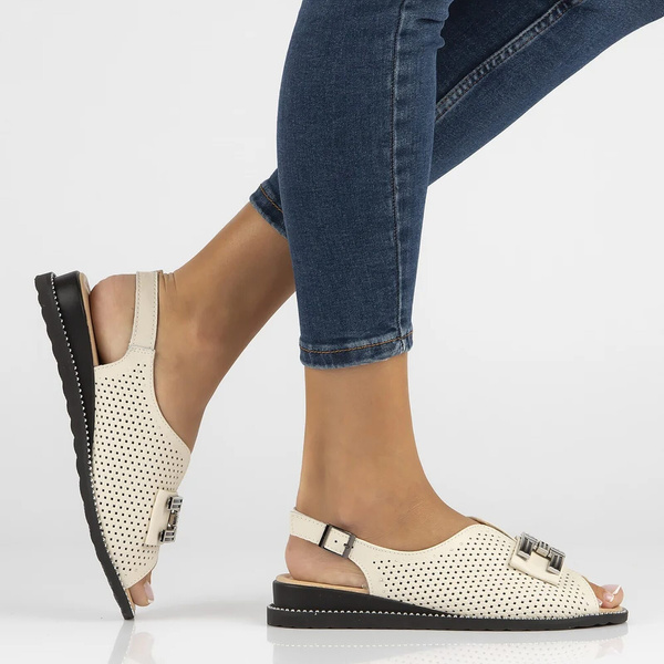 Skórzane sandały damskie beżowe Filippo DS6032/25