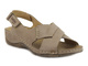 Skórzane sandały damskie ze skrzyżowanymi paskami - HELIOS Komfort 229-1, beżowe