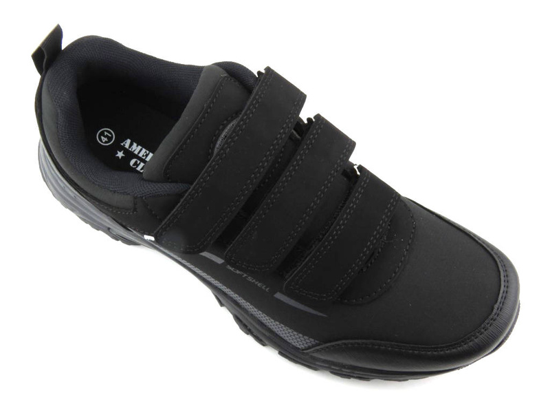 Buty trekkingowe męskie na rzepy - AMERICAN CLUB WT123/23, czarne