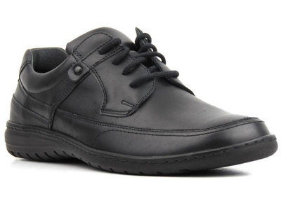 Skórzane półbuty męskie na co dzień - WASAK 0186, czarne