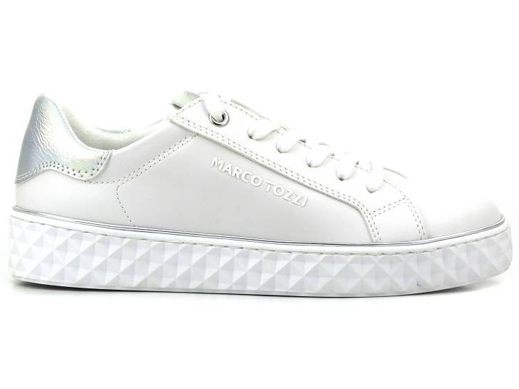 Sneakersy damskie ze skóry ekologicznej - MARCO TOZZI 23705, białe