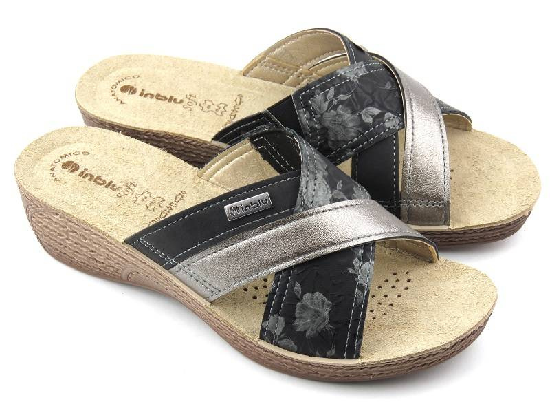 Klapki damskie z trzema paskami - Inblu GL-38, czarne