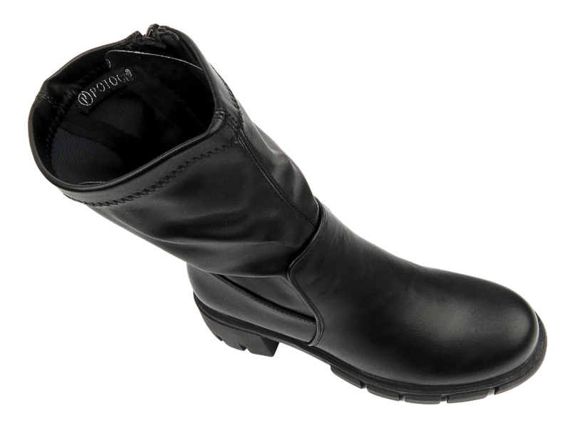 Damskie Botki Na Obcasie - Potocki 24-11308 Czarne Na Zamek