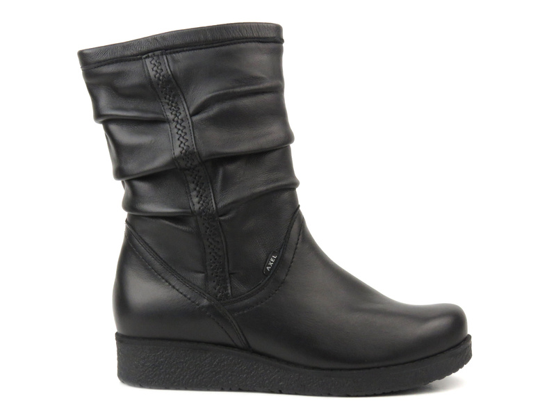 Skórzane kozaki damskie - AXEL 4055, czarne
