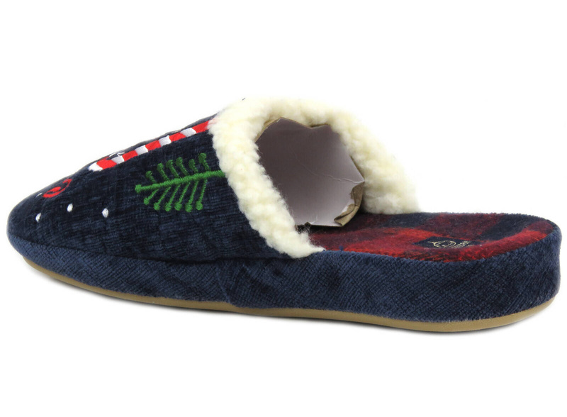 Ciepłe, świąteczne kapcie damskie- American SL12/23, granatowe