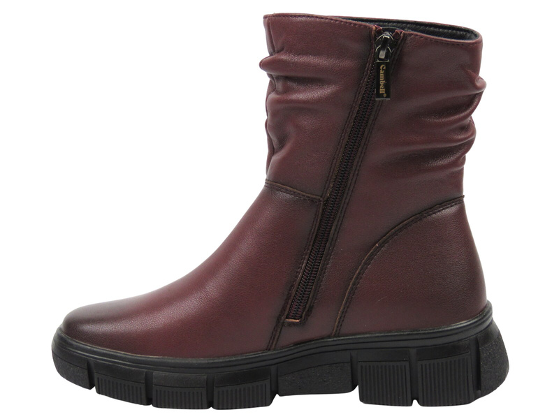 Stylowe, ocieplane botki damskie Cambell 25-19304, bordowe