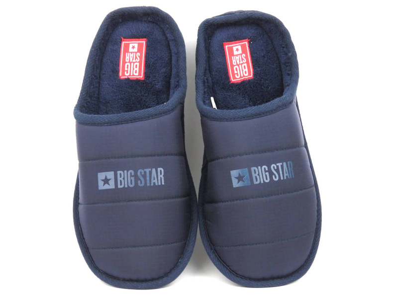 Miękkie kapcie męskie ocieplane - BIG STAR KK174360, granatowe