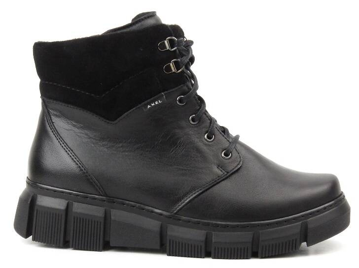 Skórzane trzewiki damskie - AXEL 4482, czarne