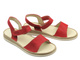 Skórzane sandały damskie na rzep czerwone Helios Komfort 127