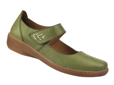 Wygodne półbuty damskie ze skóry Nika Komfort 0117-11804, khaki