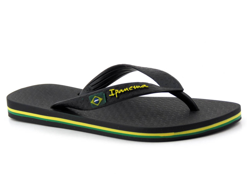 Gumowe japonki damskie IPANEMA 80408, czarne z flagą Brazylii