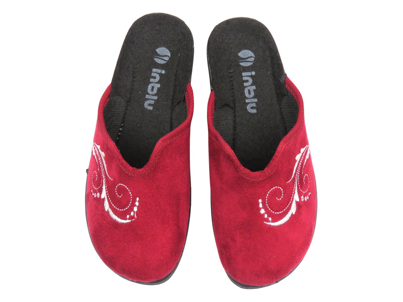 Miękkie kapcie damskie domowe - INBLU ES-3F, bordowy