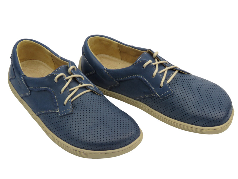BareFoot skórzane minimalistyczne buty damskie ciemny granat Helios Komfort 715-2B