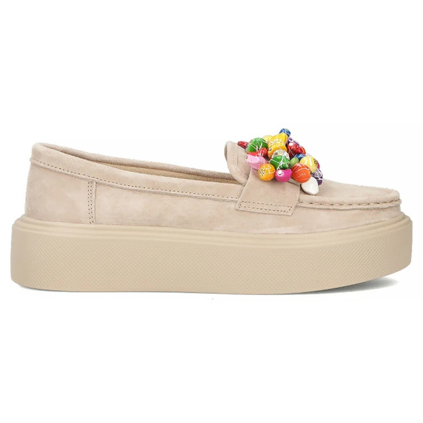 Skórzane półbuty, mokasyny damskie - Filippo DP6765/25, beżowe