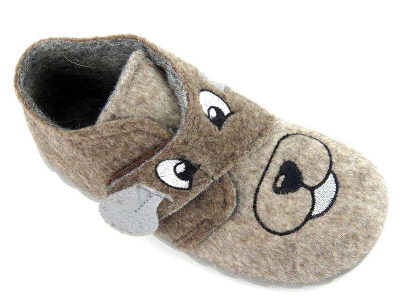 Ciepłe kapcie, buty dziecięce z pieskiem - BEFADO 526P119, brązowe