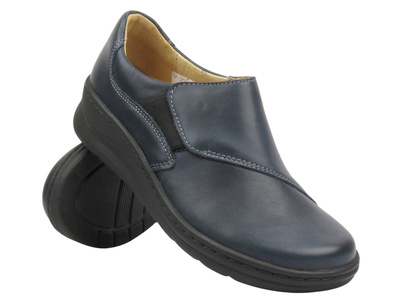 Wygodne półbuty damskie z miękkiej skóry HELIOS Komfort 304, granat