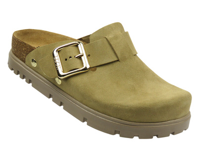 Skórzane klapki damskie beżowe Leon 6006