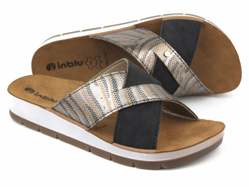 Klapki damskie ze skrzyżowanymi paskami - INBLU CP-38, czarne