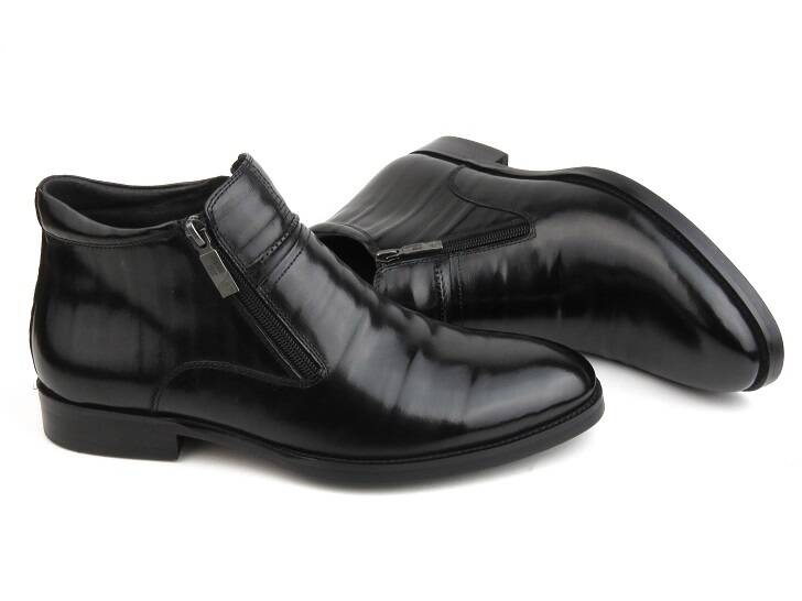 Eleganckie botki męskie na suwak - JOHN DOUBARE H35B-50-183, czarne