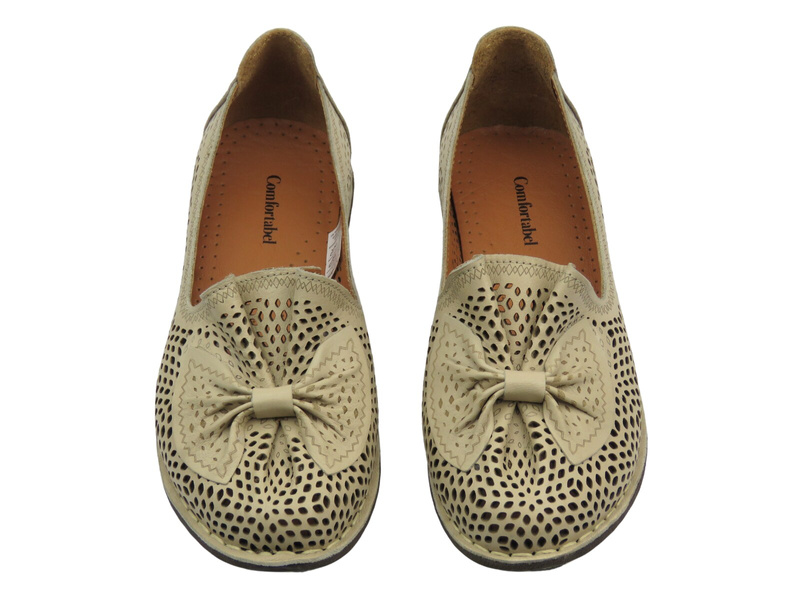 Ażurowe półbuty, mokasyny damskie - Comfortabel 830036-08, beżowe