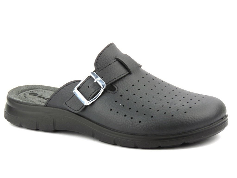 Wygodne klapki męskie ze skórzaną wkładką - Inblu BG-31, czarne