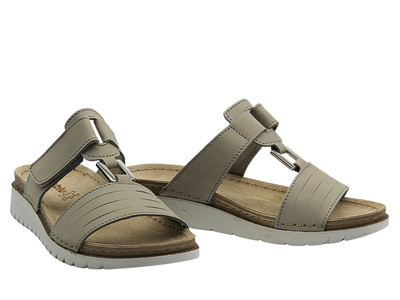 Klapki damskie z regulowanym paskiem na rzep kremowy beż Inblu CN-07GU