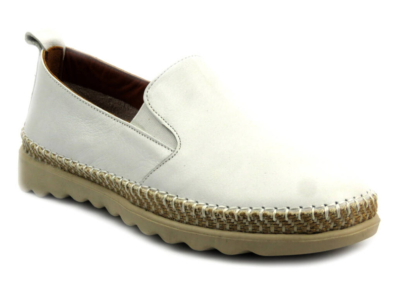 Skórzane półbuty damskie - Artiker 54C0642, biały