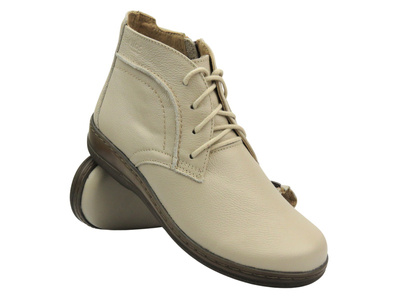 Lekkie, wygodne botki, trzewiki damskie - HELIOS Komfort 612S, ecru