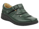 Skórzane półbuty damskie zapinane na rzep - Helios Komfort 780-2S, zielone