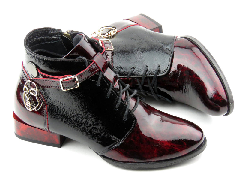 Oryginalne botki damskie na niskim obcasie - MACIEJKA 5743A-23, bordowe