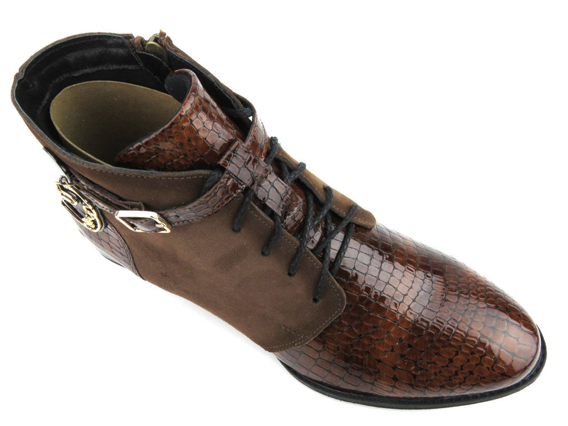 Oryginalne botki damskie na niskim obcasie - MACIEJKA 5743A-02, brązowe