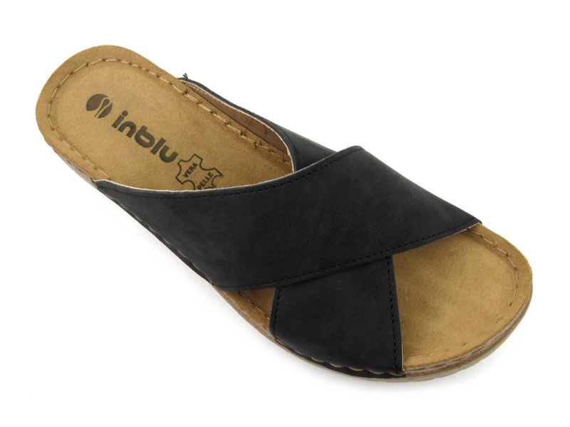 Klapki damskie na obcasie - INBLU BL-03, czarne