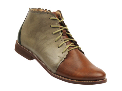 Skórzane trzewiki damskie brązowe Nicoll 4078