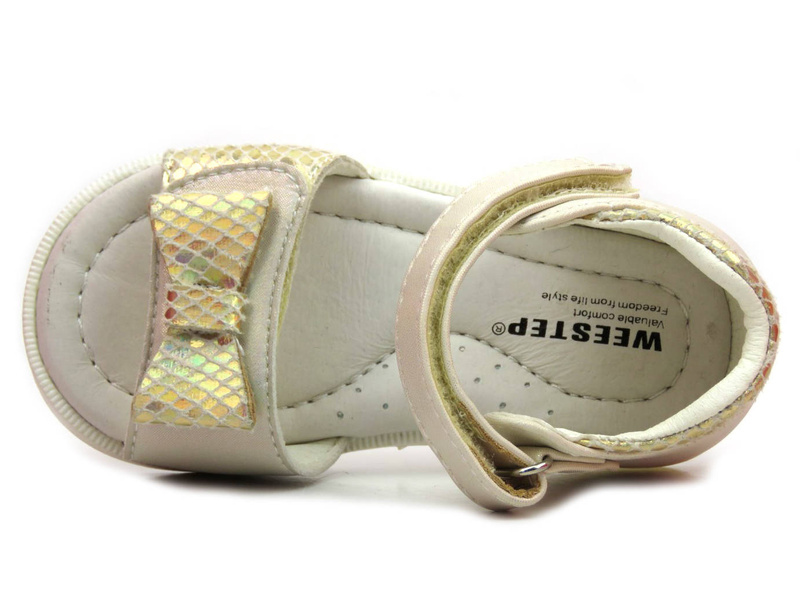 Sandały dziecięce z kokardką - Weestep R526050045, jasnozłote