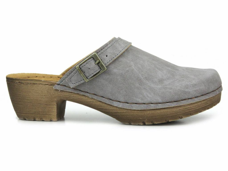 Klapki damskie, chodaki na obcasie - INBLU BL-04, szare