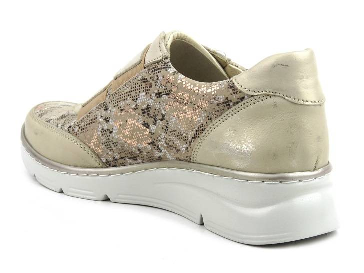 Skórzane sneakersy damskie na rzepy - HELIOS Komfort 367, złote
